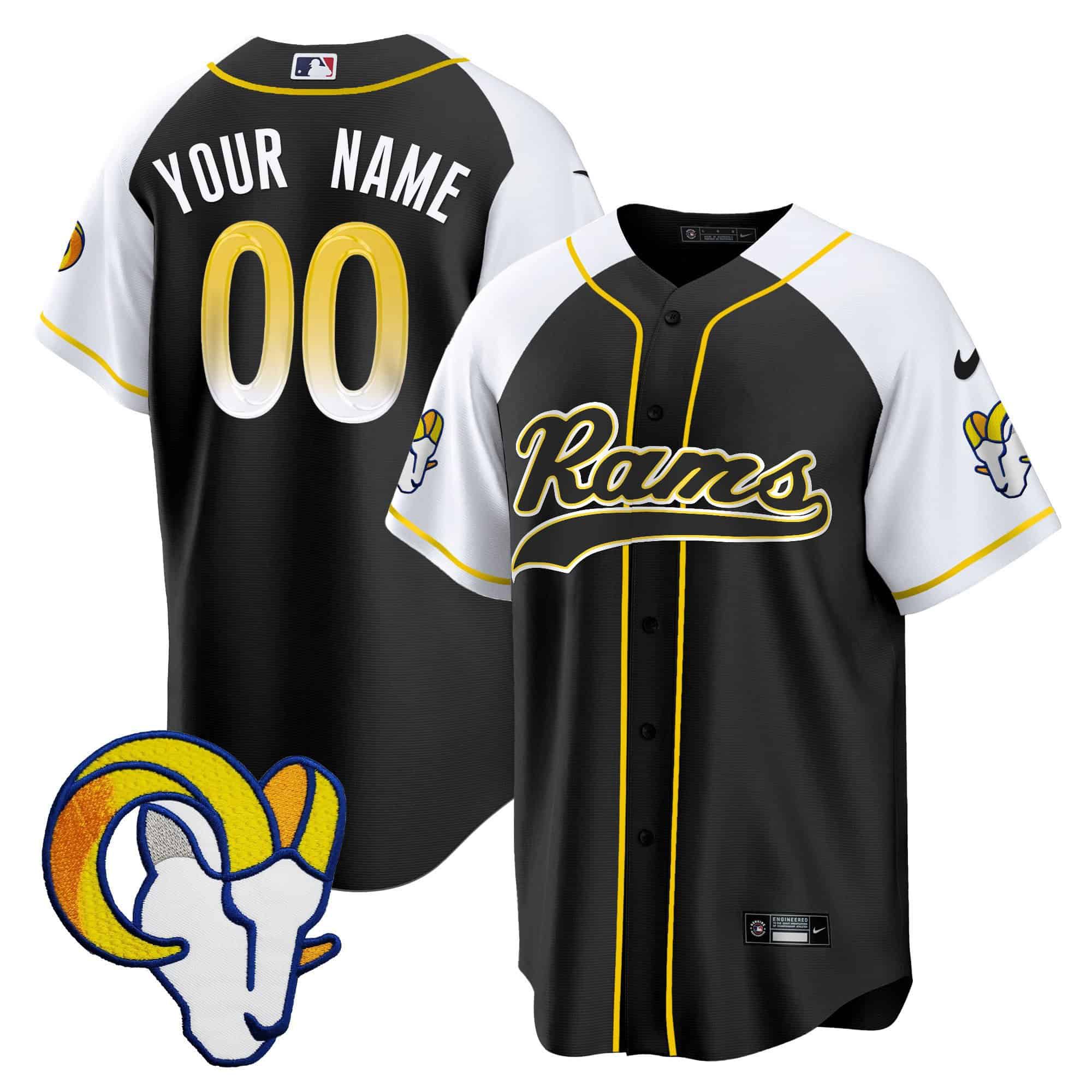 Men Los Angeles Rams Black 2024 Nike Baseball Custom NFL Jersey->customized nfl jersey->Custom Jersey